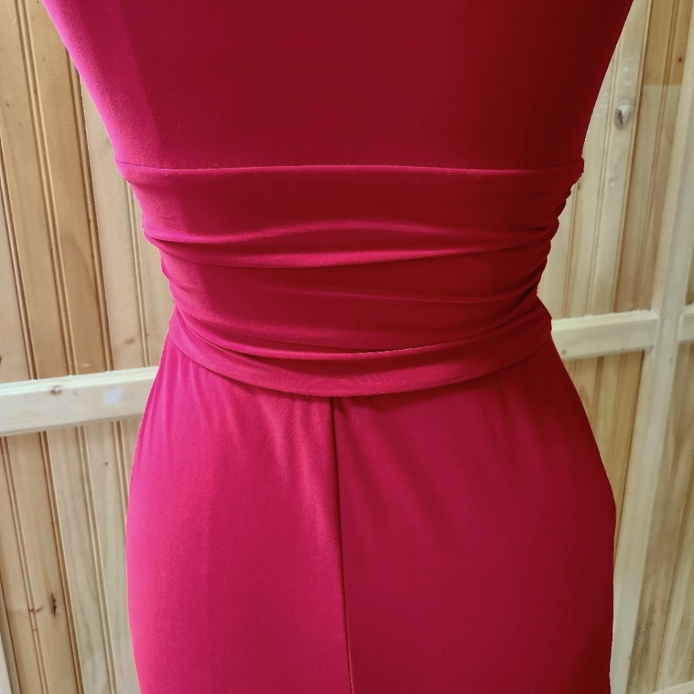 Chaps Beautiful Red Crossover Wrap Dress size Small - Picture 4 of 7
